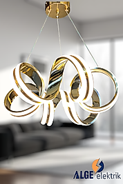 Kuzey Çift Şerit Gold Led Avize