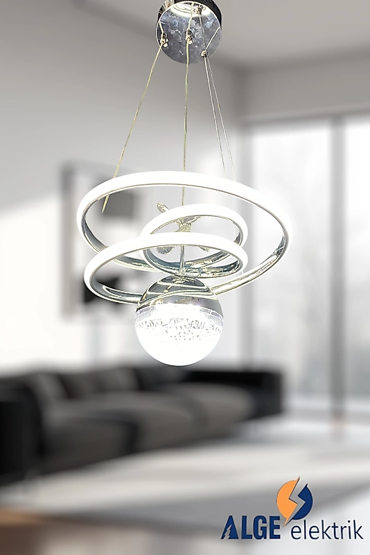 Spiral Tek Top Krom Led Avize