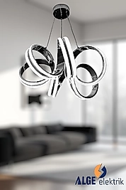 Kuzey Çift Şerit Krom Led Avize