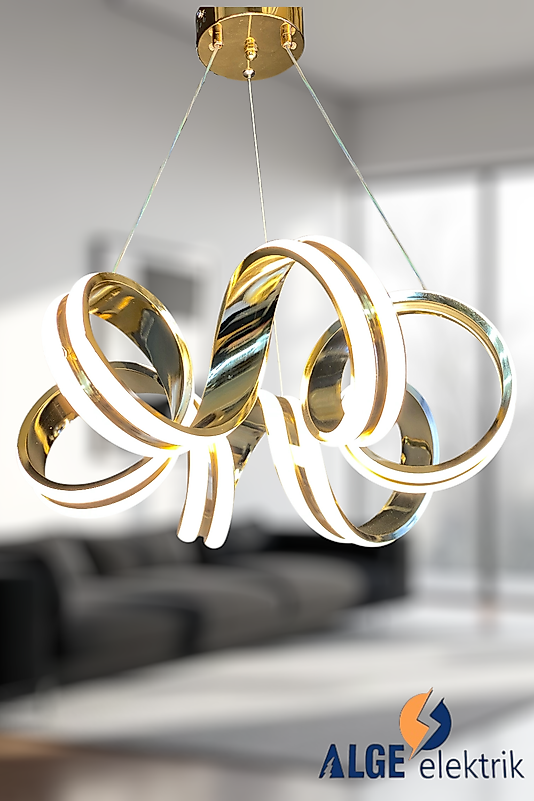 Kuzey Çift Şerit Gold Led Avize