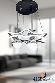 Kral Tacı 3 Top Siyah Led Avize