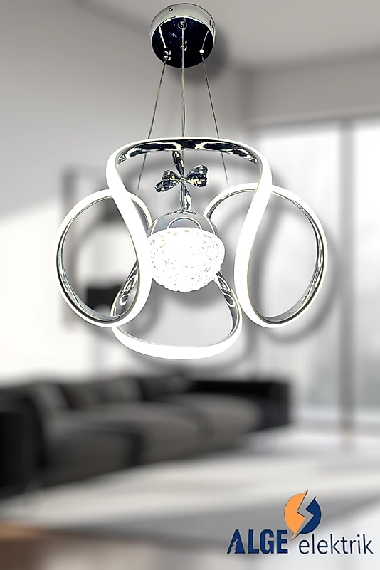 Elips Tek Top Krom Led Avize